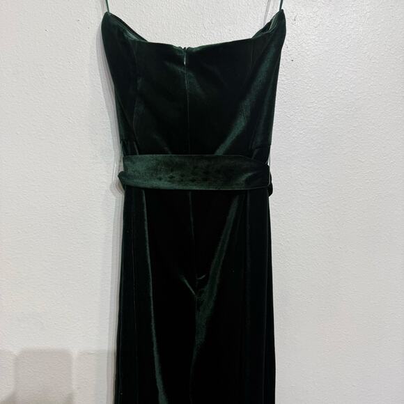 Lucy Paris Green Alex Velvet Cropped Strapless Jumpsuit Sz M - Picture 8 of 13